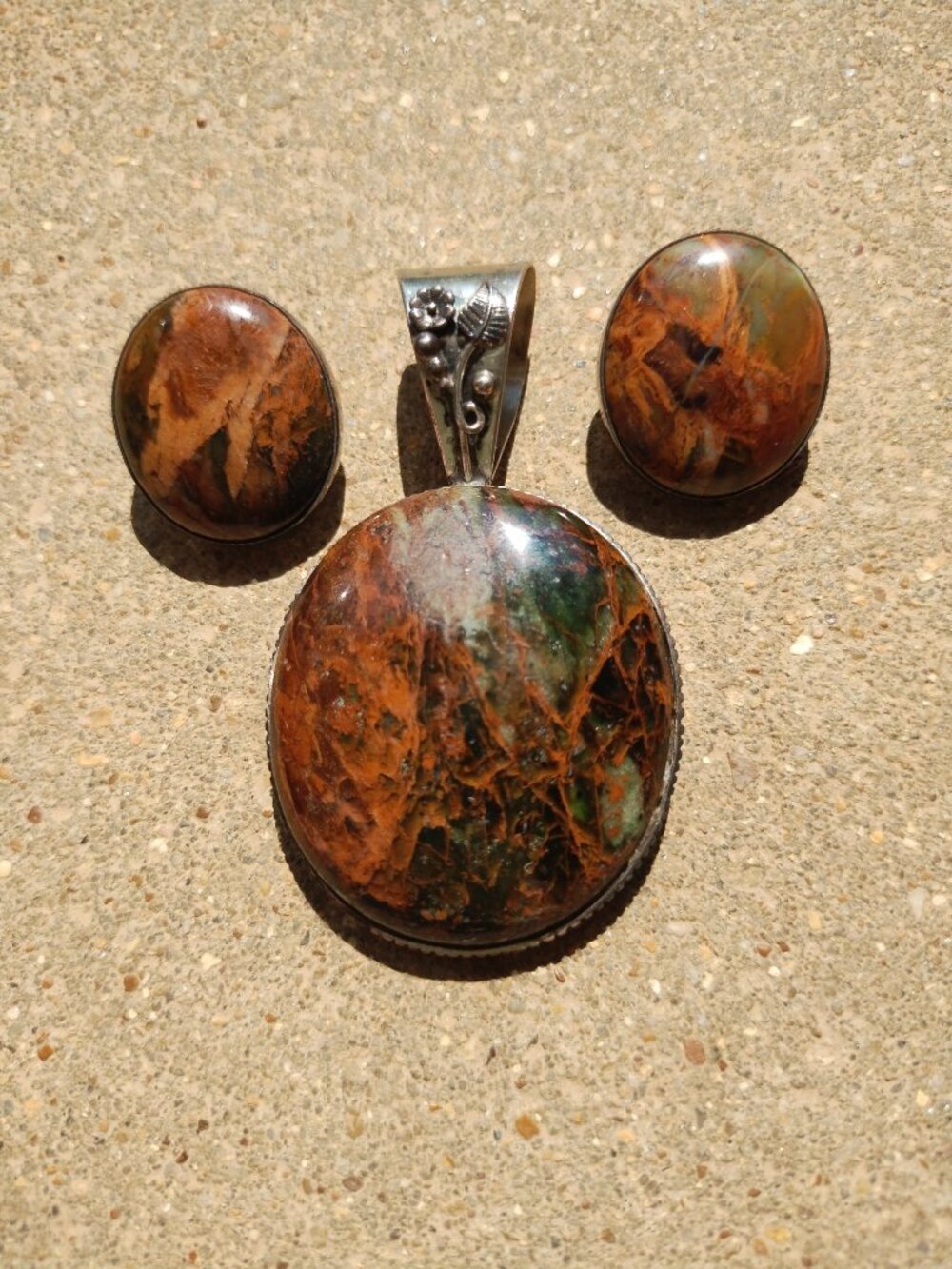 Jay King DTR mine finds large Jasper reversible pendant earrings set 925